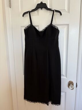 Classic Black Lace-Trim Slip Dress